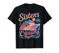 Colorful Sister Cruise Vacation Ocean Palm Tree Style Maglietta