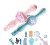 Colorful Smoke Bubble Machine & Elastic Bubble Fog Wand, Magic Interactive Fog Smoke Bubble Machine with Elastic Smoke Effect, Fun Indoor Outdoor Accessories, for Party, Festival (Pink+Blue)