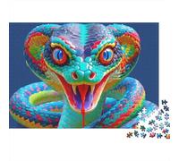 Colorful Snake Art 100% Recycled Cardboard Psychedelic Cobra Art 1000Pc Jigsaw Puzzles For Adults & Kids Fun Present 70x50cm/1000pcs