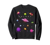 Colorful Space Planets Galaxy Graphic Design Shot Sleeve Felpa