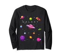 Colorful Space Planets Galaxy Graphic Design Shot Sleeve Maglia a Manica