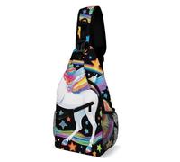 Colorful Space Rainbow Uni-Corn Donna Uomo Sling Bag Antifurto Zaino Monospalla Leggera Borsa A Spalla Per Ciclismo Escursionismo Lavoro
