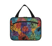 Colorful Spider Web Hanging kit da toeletta per gli uomini con gancio, Designer Portatile Makeup Bag Organizer per la mamma Lavoro bolso de viaje para Mujer, Ragnatela colorata, L, casual