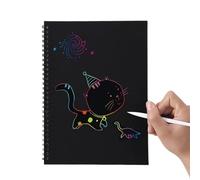 Colorful Spiral Book - Kids Scratch Books | Scrâtch Book Drawing Notebook | Creative Scrâtch Drawing Books with Wooden Pen for Outdoors Study Room Preschool School