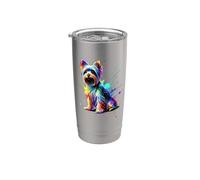 Colorful Splash Art Australian Silky Terrier Sydney Silky Bicchiere termico in acciaio inox doppia parete