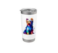 Colorful Splash Art Australian Silky Terrier Sydney Silky Bicchiere termico in acciaio inox doppia parete