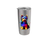 Colorful Splash Art Australian Silky Terrier Sydney Silky Bicchiere termico in acciaio inox doppia parete