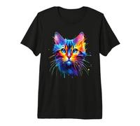 Colorful Splash Art Bengal Cat Maglietta Premium