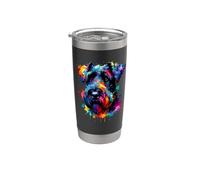 Colorful Splash Art Black Russian Terrier Chornyi Terrier Bicchiere termico in acciaio inox doppia parete