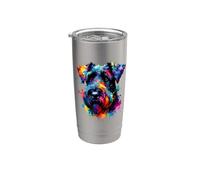 Colorful Splash Art Black Russian Terrier Chornyi Terrier Bicchiere termico in acciaio inox doppia parete