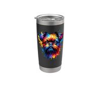 Colorful Splash Art Brussels Griffon Griffon Bruxellois Bicchiere termico in acciaio inox doppia parete