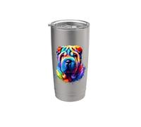 Colorful Splash Art Chinese Shar-Pei Shar Pei Bicchiere termico in acciaio inox doppia parete