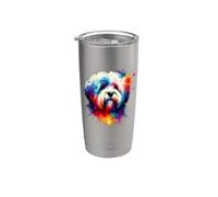 Colorful Splash Art Coton de Tulear Bicchiere termico in acciaio inox doppia parete