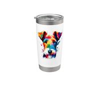 Colorful Splash Art Fox Terrier Smooth Fox Terriers Bicchiere termico in acciaio inox doppia parete
