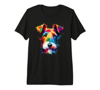 Colorful Splash Art Fox Terrier Smooth Fox Terriers Maglietta Premium