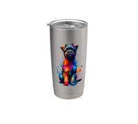 Colorful Splash Art Griffon Belge Brussels Griffon Bicchiere termico in acciaio inox doppia parete