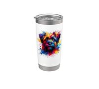 Colorful Splash Art Griffon Belge Brussels Griffon Bicchiere termico in acciaio inox doppia parete