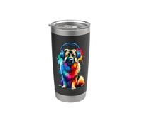 Colorful Splash Art Headphones Anatolian Shepherd Dog Kangal Bicchiere termico in acciaio inox doppia parete