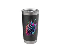 Colorful Splash Art Mora Frutto Bacca More Bicchiere termico in acciaio inox doppia parete