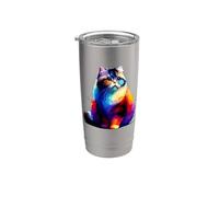 Colorful Splash Art Munchkin Cat Munchkins Sausage Cat Bicchiere termico in acciaio inox doppia parete