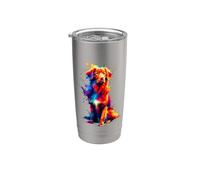 Colorful Splash Art Nova Scotia Duck Tolling Retriever Bicchiere termico in acciaio inox doppia parete