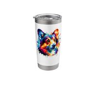 Colorful Splash Art Pembroke Welsh Corgi Corgis Bicchiere termico in acciaio inox doppia parete