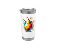 Colorful Splash Art Pera Frutta Pere Bicchiere termico in acciaio inox doppia parete