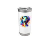 Colorful Splash Art Saluki Dog Persian Greyhound Bicchiere termico in acciaio inox doppia parete