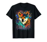 Colorful Splash Art Shiba Inu Ritratto Cucciolo Proprietario Maglietta