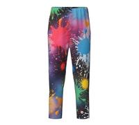 Colorful Spray Pattern Stampa Morbido Accogliente Plaid Pantaloni Pigiama Pantaloni Regolabile Confortevole Stile Loungewear, Nero, L
