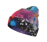 Colorful Spray Pattern Stampa Rimbalzante Elegante Cappello Lavorato A Maglia Regolabile Pieghevole Uomini Donne Indoor Outdoor Wear Caps