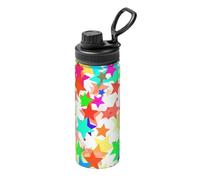 Colorful Star - Bollitore termico sportivo a doppia parete per bevande calde e fredde, ideale per viaggi, campeggio