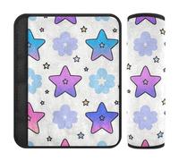 Colorful Stars - Confezione da 2 imbottiture per tracolle, per fermare la cintura di sicurezza nel collo, cuscino per cintura di sicurezza per furgone, zaino, camion, 25,4 x 19,6 cm funda para