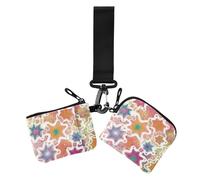 Colorful Stars - Portafogli da donna, doppio portafoglio, porta biglietti da visita, porta carte di credito, portamonete con tasca con cerniera, 2 pezzi, stelle colorate, taglia unica, casual, Stelle