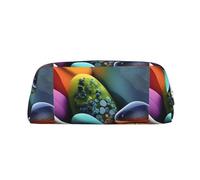 Colorful Stones - Astuccio in pelle leggera e portatile, con cerniera, 20,5 x 5,5 x 8 cm, per ufficio, viaggi, trucchi, Argento, Taglia unica, Portamonete