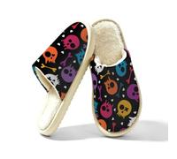 Colorful Sugar Skull Bones Pantofole da donna Memory Foam House Shoes, Multi, 38.5/39.5 EU