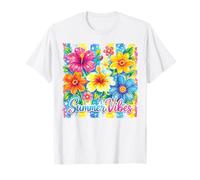 Colorful Summer Vibes Tropical Floral Beach Retro Opera d'Arte Maglietta