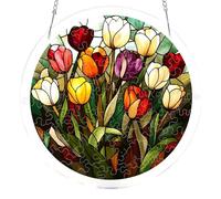 Colorful Suncatcher - Window Decor Jigsaw Puzzle Style Hanging Pendant | Decorative Light Catching Glass Art Panel Wall Accent Ornament for Home, Garden, Backyard, Tree Spring Gift