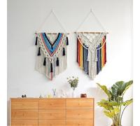 Colorful Tassel Hand Woven Tapestry Nordic Style Room Wall Hanging Wave Banner For Apartment Dorm Living Bedroom Baby Nursery(A)