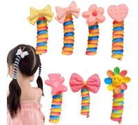 Colorful Telephone Wire Hair Bands for Girls, Butterfly Colorful Telephone Wire Hair Bands for Kids, Spiral Hair Ties Phone Cord, Telephone Cord Hair Ties, Ponytail Holder Accessories (Rainbow)