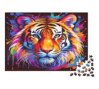 Colorful Tiger Art Colourful Psychedelic Tiger Art 1000 Pieces Jigsaws Adults The Impossible Challenge Home Activity 70x50cm/1000pcs
