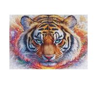 Colorful Tiger Head Rompicapo 300 Pezzi Per Regalo Di Matrimonio Cartone Di Alta Qualità Per Coppie Cute Pets Warm The Heart Per Decorazione Casa Con Cornice Inclusa Qualità Museale 300 PCS