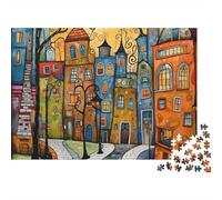 Colorful Townscape Art Puzzle 1000 Pezzi Cartone Resistente Per Collezionisti, Puzzle Abilità Logiche, Attività Festa, Miglior Regalo Per Fan Devoti Di Puzzle 70x50cm/1000pcs