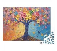 Colorful Tree Art Puzzle for Adults & Age 14 Up: Split-sky Floral Tree Fun Present & Activity for Home Gift 38x26cm/1000pcs