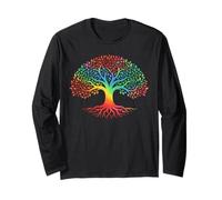 Colorful Tree Life T-Shirt - Vibrant Rainbow Nature Roots Maglia a Manica