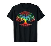 Colorful Tree Life T-Shirt - Vibrant Rainbow Nature Roots Maglietta