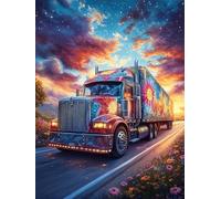 Colorful Truck Driving on A Highway Puzzle 1000 Pezzi Per Neonati E Bambini Scenery Science Fiction Cartone Atossico Resistente Difficoltà Bassissima Per Attività Educative A Casa Qualità Sicura Certi