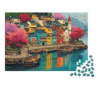 Colorful Village Harbor Puzzle 1000 Pezzi Cartone Resistente Per Adulti & Bambini 12+, Puzzle Antistress, Decorazione Murale, Relax Definitivo Per Tempo Familiare 38x26cm/1000pcs