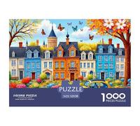 Colorful Village Street Securely Fitted Pieces Suitable for Long Hour Relaxation, Brain Training And Personal Leisure Time 52x38cm/1000pcs