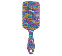Colorful Waves Lines Hand Drawn Doodle Style carino spazzola per capelli spessi Progettato spazzola da massaggio per capelli ricci con manico ergonomico cepillo para pelo rizado